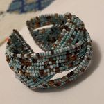 Women’s Cuff Stretchy / Adjustable Bead Costume Bracelet Blue / Brown Beaded Photo 1