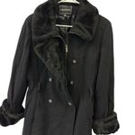 Wool Vintage Fairweather pea coat faux fur trim Says 14 Fits Like Womens Medium Black Photo 3