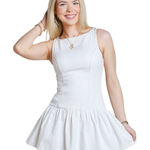 Mod On Trend LUCKY TO HAVE YOU DROP WAIST White Cotton Mini DRESS Size Medium Photo 0