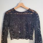 Tobi Kiley Cropped Bell Sleeve Zip Back Lace Top Black S Photo 2
