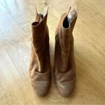 Lucky Brand Ravynn Brown Faux Suede and Leather Block Heel Booties, Tan, 10 Photo 5