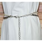 None Great Multi Chain & Faux Pearl Silver Tone Adjustable Belt Faux Leather 37-50 in Photo 6
