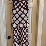 Elegant Crochet Skirt Set in Burgundy and White Brown Size M Photo 3