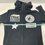 True Religion  Multi Logo Zip Up Hoodied Sweatshirt Jet Black Size S Photo 6