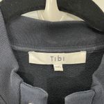 Tibi Navy Blue Lace Up Sweatshirt Dress XXS Long Sleeve Crew Neck Casual Photo 2