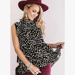 None Women’s Casual Floral Print Cap Sleeve Ruffle Neck Loose Babydoll Shirt Photo 1