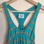 Free People Vintage Y2K Teal Green Orange Stripe Deep V Neck Racerback Tank Top Photo 2