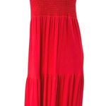 Ann Taylor LOFT Red Sleeveless Smocked Tiered Square Cami Tank Maxi Dress Size M Photo 0