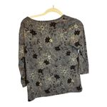 Hot Cotton Blouse Women's Size‎ Small Floral Gray Purple Black Photo 1