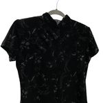 Dress Barn Black Velvet Floral Sparkle Mandarin Style Maxi Dress Size 12 Photo 1