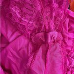 Tessies Vintage 80s Magenta Sheer Floral Lace Lingerie Intimates Romper Teddie Photo 8