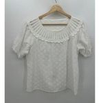 Solitaire Women Top White Embroidery Boho Feminine Floral Cotton Size Small Photo 0