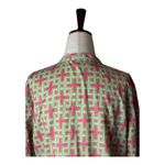 Brooks Brothers  Shirt Women Medium Pink Green Geometric Cotton Tunic top Preppy‎ Photo 2