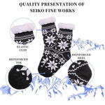 Nib! Women’s thick winter snowflake socks Black Photo 3