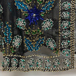 Jean For Joseph Le Bon Pure Silk Beaded Sequined Multicolor Floral Jacket Sz XL Blue Photo 3