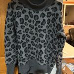Cynthia Rowley  Charcoal Leopard Wool Blend Cowl Neck Sweater Photo 0