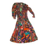 Farm Rio Tropical Shades size large new smocked long sleeve dress mixed midi mul Photo 5