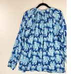 Lilly Pulitzer Womens Top Blue Martinique Elephant V Neck Blouse Casual Medium Photo 8