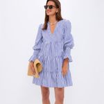 Tuckernuck Pomander Place Blue and White Stripe Cotton Poplin Kenzo Dress - XL Photo 2
