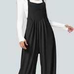 Halara  Pockets Waffle Casual Overalls jumpsuit in black. Size M. Photo 0