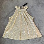 Allegra K  Gold Sequin Halter Top SIZE L Photo 0
