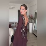 ZARA   ZW Collection Sequin Embroidered Long Dress Size L Brown Photo 6