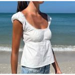 Brandy Melville  Top Square Neck Odette One Size White Photo 3