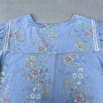 Vintage 80s Floral Blue Button Up Blouse Size 24W Photo 3