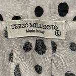 Terzo Millennio Italy Women’s Size L M Tan Brown Spots Linen Tiered Shift Dress Size L Photo 5