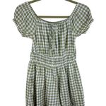 American Eagle Cotton Green White Gingham Shorts Off Shoulder Romper Size XS Photo 2