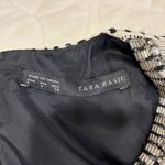 Zara Basic Dress Black White Beaded Neckline Short‎ Sleeve A Photo 3