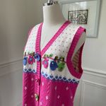 Quacker Factory Vintage Button Front Sweater Vest Novelty Mitten Knit Pink S Photo 4