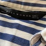 ZARA striped button front collared coastal blue white long maxi dress Large Photo 4