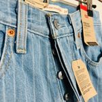 Levi's NEW  Ribcage Pin-Striped Straight Ankle Jeans Button-fly Medium Blue Sz 24 Photo 5