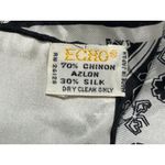 VTG Echo Scarf Azlon Silk Blend Black & White Paisley Geometric Made in Japan Photo 4