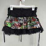 Hell Bunny  Horror Print Lace Up Mini Skirt Woman’s Size S Black Tulle Corset Photo 1