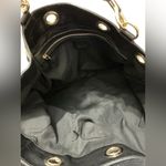 Gucci Positano Large Leather and Canvas GG Tote Black/Gold EUC Photo 13