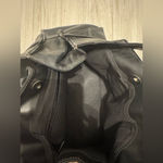 Black Top Handle Bag with White Stitching Photo 7