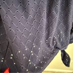 W5 Navy Blue Eyelet Flutter Sleeve Blouse with Tie Front Photo 1