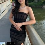 Nookie  Black Mesh Ruched Maxi Dress XS Bustier Slimming Bodycon Designer $380 Photo 4