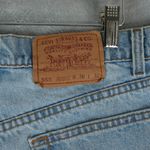 Levi's Vtg 95' 555 Shorts Mens Womens 33x6 Blue Cut Off Raw Hem Bootie Hot Pants Photo 6