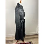 Vintage 80s Suburban Heritage Leather Trench Coat Belted Black Full Length Korea Size 12 Photo 15