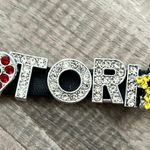 Tori Rhinestone Black Leather Link Bracelet Watch Band Y2K Photo 1