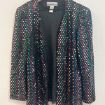 Vintage Rainbow Blazer Women Black Jacket Sequins Party Holiday Retro Lg 80s Art Photo 0