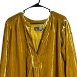 Anthropologie Velvet Tunic Dress Mustard Yellow Long Sleeve Pockets XL Photo 4