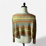 Storia ‎ Striped Knit Crop Top, Orange Yellow Blue, Lightweight Pullover Sweater Photo 1