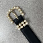 LP Blue Belt Womens Medium Black Vegan Leather Faux Pearl Buckle 1.25in Classic Photo 1