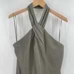 BHLDN  Dress Size 12 Satin Charmeuse Maxi Sage Green Ruby Twist Halter Long NWT Photo 10