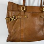 Jennifer Alfano Women’s brown leather shoulder purse 10x14x3.5" 8" handle Photo 3