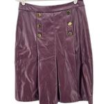 Liz Claiborne  winetastic pleated faux leather skirt gold buttons fleece lined 2 Photo 0